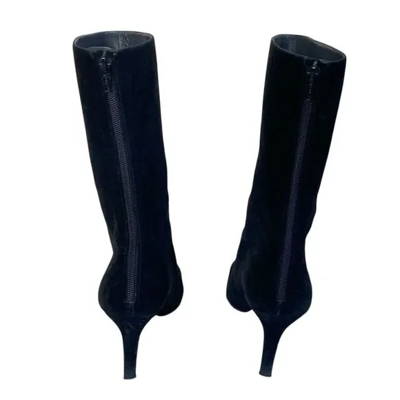 Stuart Weitzman Empire Black Suede Mid Calf High Heel Boots Sz 10 - Picture 4 of 12